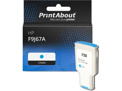 PrintAbout huismerk Inktcartridge F9J67A (728) Cyaan Extra hoge capaciteit Geschikt voor HP