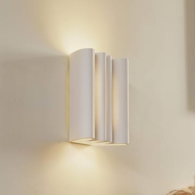 Lindby - wandlamp - 2lichts - Gips, metaal - H: 25.7 cm - G9 - wit