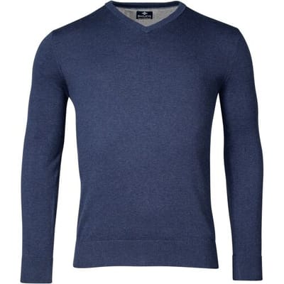 Baileys Trui Cotton Uni V-Neck Single Knit Dark Blue / male