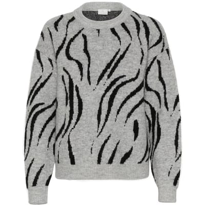 Kaffe Trui Kabillie Knit Pullover 10509148 106537 Grey Melange/black Dames Maat - XS