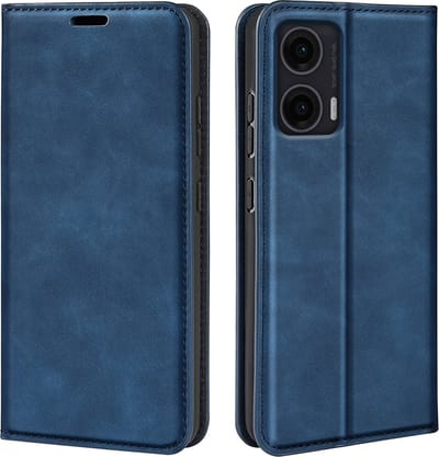 MobyDefend Hoesje - Geschikt voor Motorola Moto G35 - Luxe Wallet Bookcase (Magnetische Sluiting) - Blauw