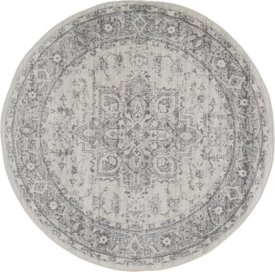 SURYA Farah rond vloerkleed vintage oosters grijs