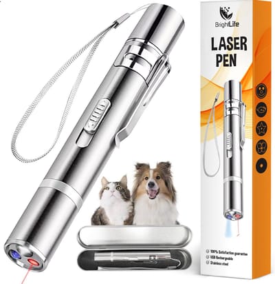 BrightLife Laserpen – 5 Laserpatronen – UV Lichtlamp – Zaklamp - USB Oplaadbaar – Kattenspeeltjes – Laser Pointer - Inclusief opbergcase