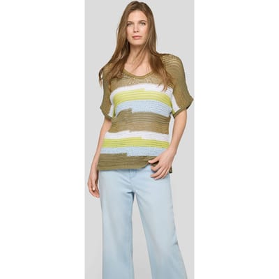 Pullover van grove tricot met glansgaren - kaki / groen - Gr. 38 van Goldner Fashion