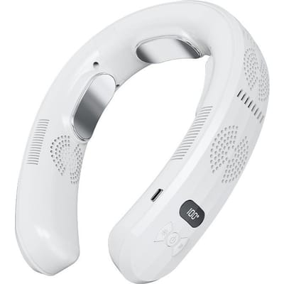 2024 Nekventilator 6000mAh Mini USB Digitaal display Oplaadbare draagbare ventilator Krachtige snelle luchtkoeling Bladeless mobiele ventilator Buitenkoeler wit