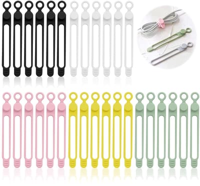Dailygoods - Siliconen Kabelbinders - Herbruikbaar en Flexibel - 30 Stuks - Meerkleurig - Kabelorganizer - Voor Oplaadkabels en Oortelefoons