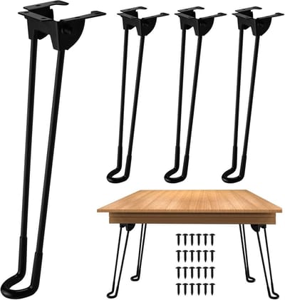 Set van 4 Metalen Vouwbare Tafelpoten Zwart 32 cm - Incl. Schroeven voor Eigen Tafelblad