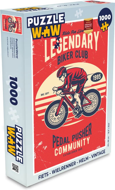 Puzzel Fiets - Wielrenner - Helm - Vintage - Legpuzzel - Puzzel 1000 stukjes volwassenen