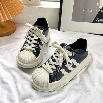 Lente Nieuwe Shell Head Smeltende Kleine Witte Schoenen Vrouwelijke Studenten All-match Casual Schoenen Ronde Neus Sneakers 40 zwart