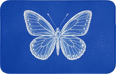 WC mat 80x50 cm - Antislip - Vlinder - Wit - Getekend - Stippen - Toiletmat - Vloermat - Douchemat - Toilet tapijt - Toiletmatten