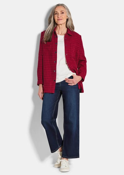 Overhemdjasje van bouclé - donkerrood - Gr. 38 van Goldner Fashion