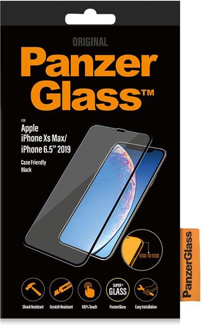 PanzerGlass Screenprotector geschikt voor Apple iPhone XS Max Glazen | PanzerGlass Edge to Edge Screenprotector - Case Friendly - Zwart