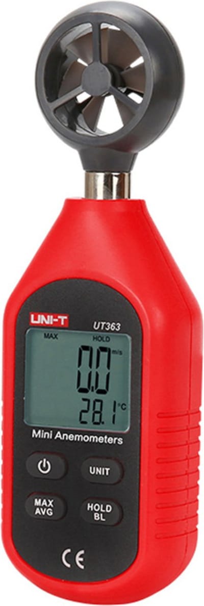 Nivard Windmeter - Anemometer - Windsnelheidsmeter - Voor Buiten - Rood