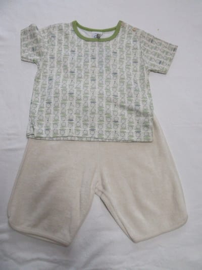 petit bateau , kledingset , jongens , tshirt katoen + korte broek in eponge , 74 - 12 maand