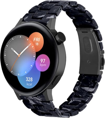 Strap-it Resin smartwatch bandje - geschikt voor Huawei Watch GT 2 42mm / GT 3 42mm / GT 3 Pro 43mm - zwart mix