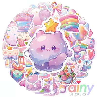 Ainy Kawaii Snoepgoed Stickers 50 stuks voor bullet journal , fotoalbum , wenskaarten , laptop , telefoon , waterfles , scrapbook | ook geschikt als muursticker , geschenksticker , skateboard , knutselen | stickervellen voor kinderen / volwassenen