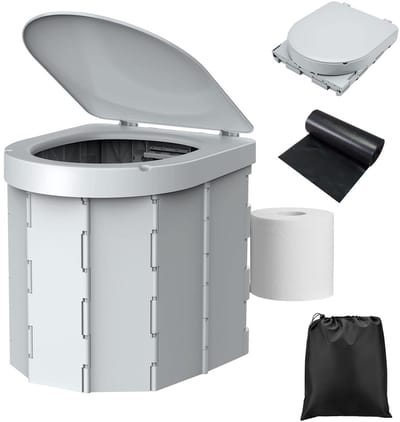 Dailygoods- Draagbaar Toilet Ergonomisch Ontwerp - Opvouwbaar Toilet - Draagbaar Potje - Kampeer Toilet - Lichtgewicht 1.38kg - Capaciteit 400 lbs - Kampeertoilet