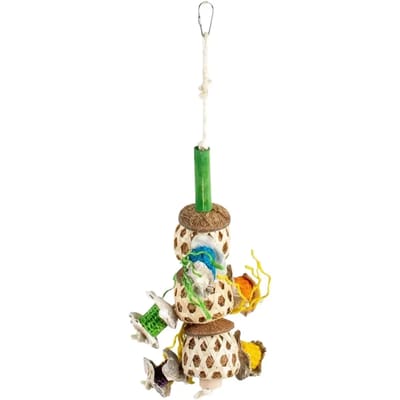 Duvoplus - Speelgoed Voor Dieren - Vogel - Forage Triple Coco & Bamboe Ballen 12x12x33cm Meerkleurig - 1st