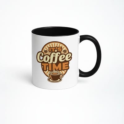 It's Coffee Time Mok | Unieke Zwart-Witte Keramische Koffiemok met Leuke Tekst | Cadeau voor Koffieliefhebbers
