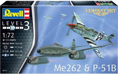 Revell Modelbouwpakket Vliegtuigen - 03711 Combat Set Messerschmitt Me262 - P-51B Mustang Plastic - 1:72 - Modelbouw
