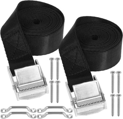 Spanband Set - Bagage Riemen - Lading Zekeren - Roestvrij Staal Gesp - 2 Meter - Zilver Zwart