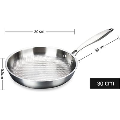 Poêle à frire 28/30 cm en acier inoxydable 304, poêle antiadhésive, sans revêtement, pour œufs, steak, poêle à gaz et à induction