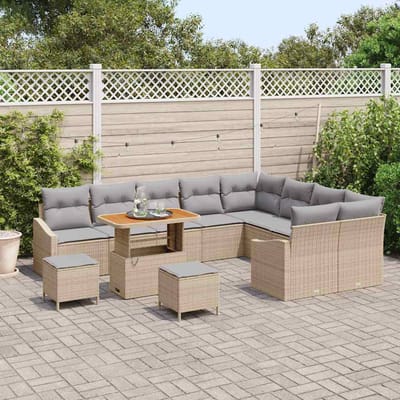 vidaXL - Tuinbank - Set - 12 - st - 7-Aantal - zitplaatsen - Beige - Poly - rattan