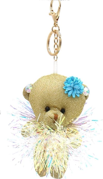 Sleutelhanger Beer met Glitters - 12 cm - Goudkleurig