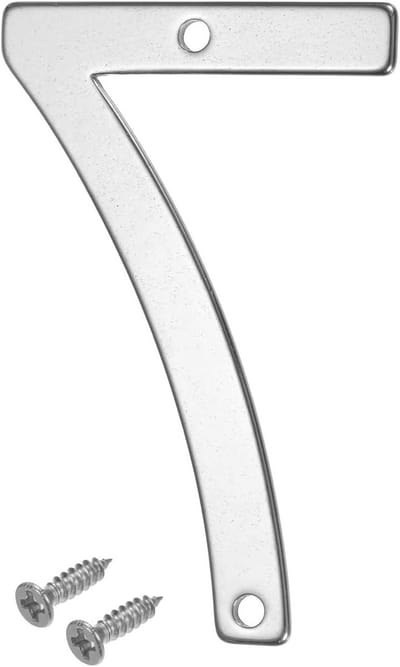 1-Pack Huisnummer van 6.5 cm in 304 RVS voor Brievenbus, Deur en Tuin - Duurzaam en Weerbestendig Huisnummer voor Buitengebruik [Nummer 7, Zilver]