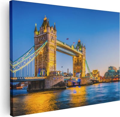 Artaza Canvas Schilderij Londen - 40x30 cm - Klein - Wanddecoratie Skyline - Muurdecoratie Tower Bridge - Kamer Accessoires