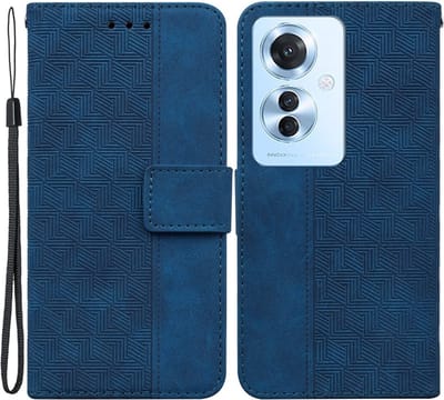 Coverup Hoesje - Geschikt voor OPPO Reno11 F 5G Hoesje - Coverup Geometric Book Case - Blauw