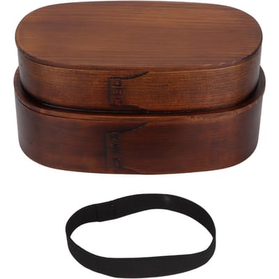Boîte à Bento Japonaise 2 Couches Récipients de Stockage Alimentaire en Bois pour Enfants Adultes Randonnée Escalade Bureau L(for 6.5-9kg) black