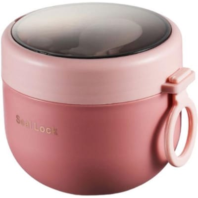 Draagbare roestvrijstalen soepbeker lunchbox voedselcontainers schattige vorm thermosflessen thermokop magnetron verwarming met lepel