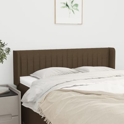 vidaXL - Hoofdbord - met - randen - 147x16x78/88 - cm - stof - donkerbruin