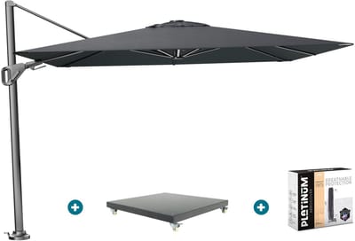 Platinum Nexus T2 zweefparasol 3x3 m. - Faded black - met Marbella voet en hoes