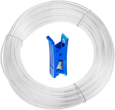 HUAZIZ Pneumatische PU-slang, 12 meter, pneumatische polyurethaanslang, flexibele persluchtslang buiten 10 mm, inwendig 6,5 mm, transparant + 1 x slangsnijder