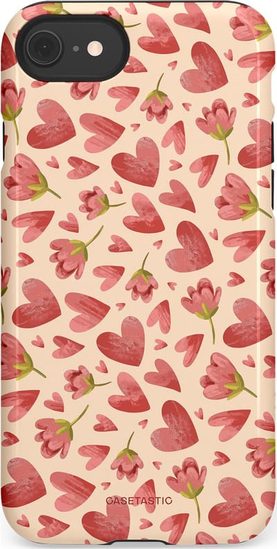 Casetastic Hoesje Geschikt voor Apple iPhone 7/8/SE - Stijlvolle Beschermende Duo-layer Case - Verbonden Hartjes