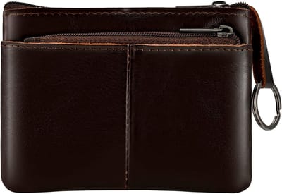 Leren Mini Portemonnee met Rits, Muntzakje en Sleutelhanger - Ideaal voor Dagelijks Gebruik en Reizen
