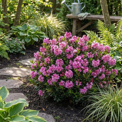 Bloomique - Set van 2 - Rhododendron Bloombux Magenta - Dwerg Rhododendron - Tuinplanten - Winterhard- Wintergroen - Hoogte 30-40 cm - Pot 17 cm