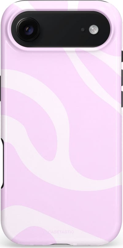 Casetastic hoesje geschikt voor Apple iPhone Air - MagSafe - Dubbellaagse bescherming - Vrolijk Roze Suikerspin Curves - Fashion Case - Lichtroze Wit