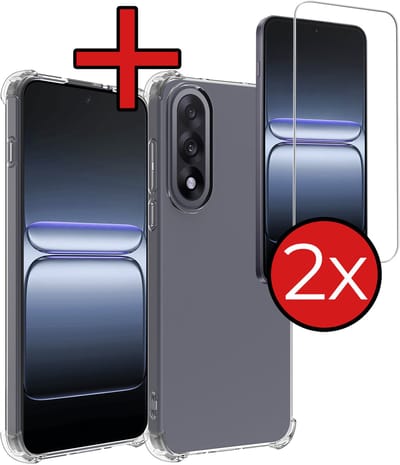 Hoesje - Met Screenprotector - 2 Stuks - Geschikt voor OnePlus Nord 5 - Sterk & Shockproof - Back Cover - Siliconen Case - Telefoon Hoes - Shock Proof - Telefoonhoes - Transparant