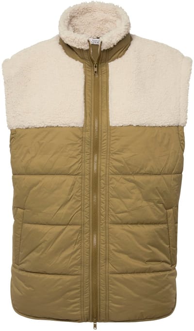 Studio Untold - Dames - Doorgestikte bodywarmer wide fit teddy-patch unisex - Mos - Maat S
