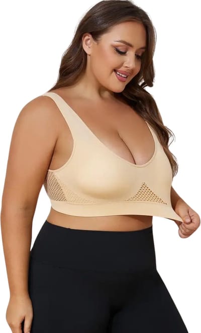 Nivard BH Zonder Beugel - Zonder Bandjes - Push-up Bh's - Comfort Beha - Comfortabel - Sterk - Dames - Plus Size - Beige - Maat 3XL
