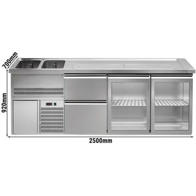 GGM Gastro Biertheke Premium PLUS - 2500x700mm - 2 Glastüren & 2 Schubladen