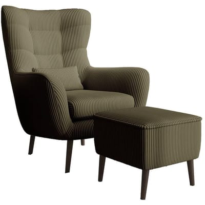 Fauteuil met hocker Verdiro ribstof | NADUVI Collection