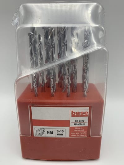 Base - 15 delig steen boren set - 3 t/m 10mm.