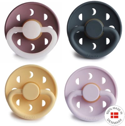 Frigg Moon Fopspeen set 4 stuks - Mauve Night - Slate - Pale Daffodil - Soft Lilac - 0-6 maand maat 1