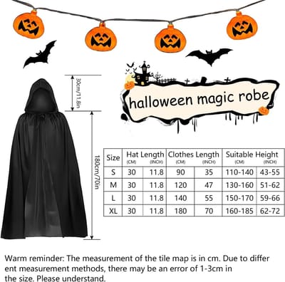Kindercape met Kap voor Halloween en Cosplay, Zwarte Vampier Cape voor Feestjes en Verkleedpartijen, 90 cm