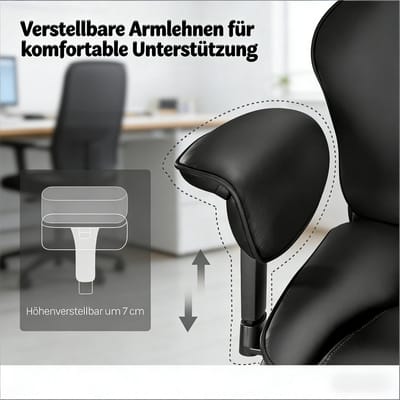 HAUSS SPOLE Ergonomische Bureaustoel - Verstelbare Rugleuning En Lendensteun - Voor Thuis En Kantoor - PU Zwart
