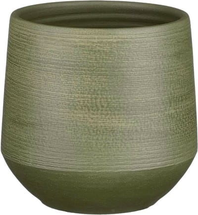 Mica Decorations Plantenpot - terracotta - donkergroen relief - D19/H18 cm - bloempot